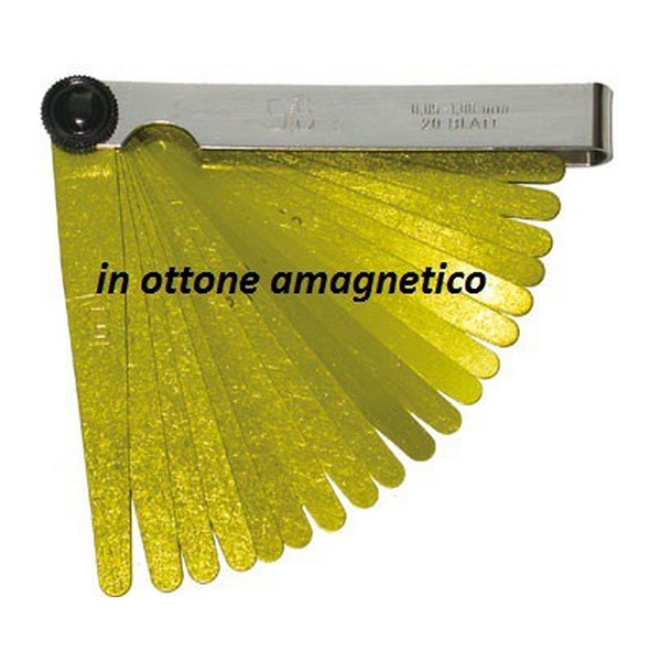 Classico spessimetro a 20 lame in ottone da 0,05 - 1 mm. - Utensileria  Revelli